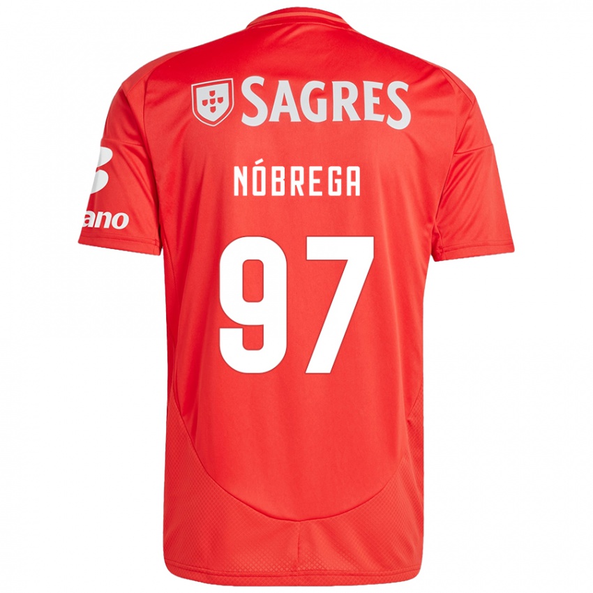 Enfant Maillot Ricardo Nóbrega #97 Rouge Blanc Tenues Domicile 2024/25 T-Shirt Belgique