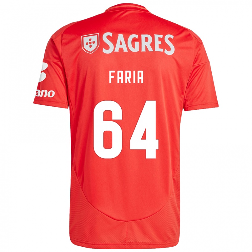 Enfant Maillot Hugo Faria #64 Rouge Blanc Tenues Domicile 2024/25 T-Shirt Belgique