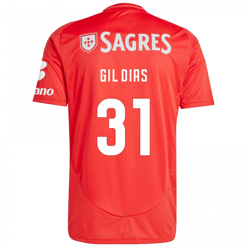 Enfant Maillot Gil Dias #31 Rouge Blanc Tenues Domicile 2024/25 T-Shirt Belgique