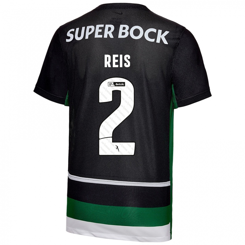 Enfant Maillot Matheus Reis #2 Noir Blanc Vert Tenues Domicile 2024/25 T-Shirt Belgique