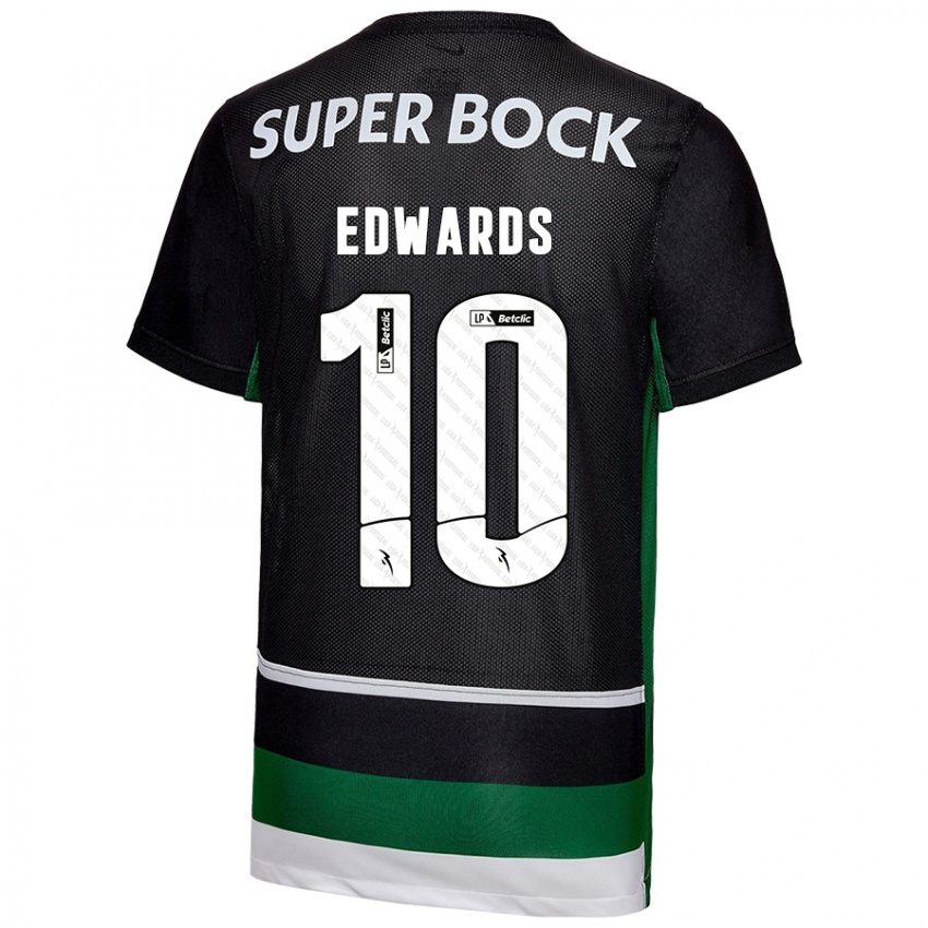 Enfant Maillot Marcus Edwards #10 Noir Blanc Vert Tenues Domicile 2024/25 T-Shirt Belgique