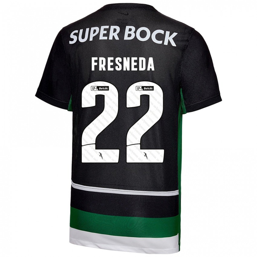 Enfant Maillot Iván Fresneda #22 Noir Blanc Vert Tenues Domicile 2024/25 T-Shirt Belgique