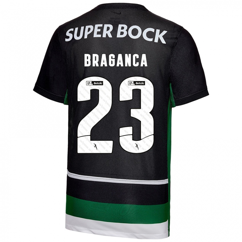 Enfant Maillot Daniel Bragança #23 Noir Blanc Vert Tenues Domicile 2024/25 T-Shirt Belgique