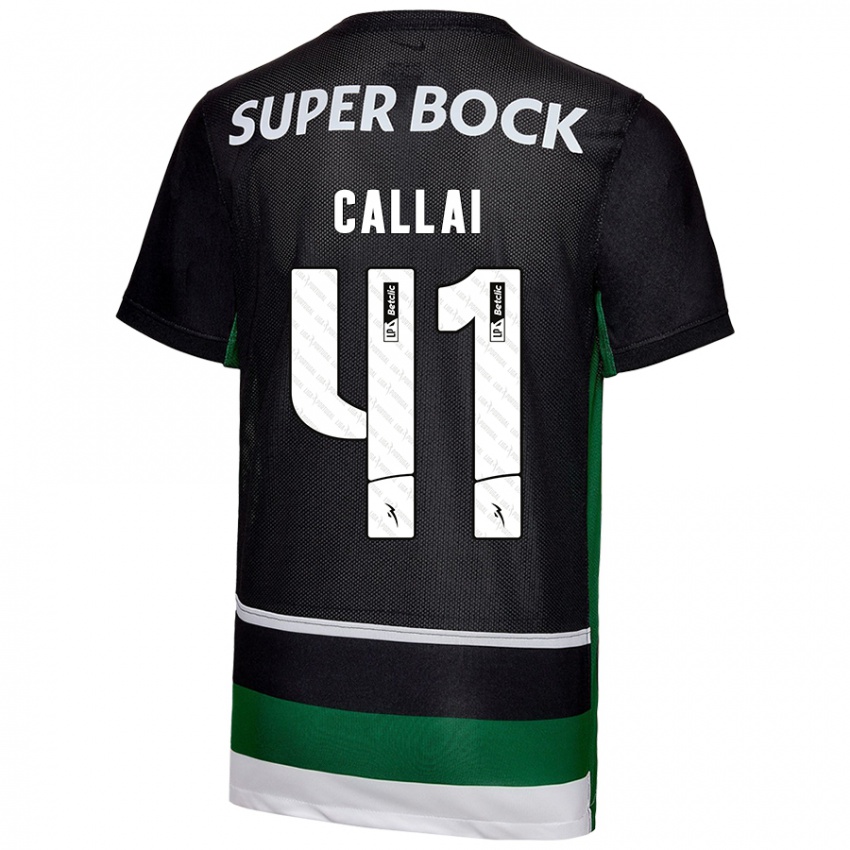 Enfant Maillot Diego Callai #41 Noir Blanc Vert Tenues Domicile 2024/25 T-Shirt Belgique