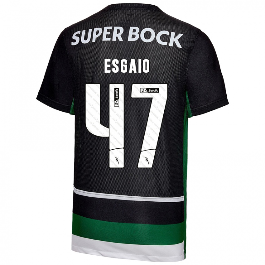 Enfant Maillot Ricardo Esgaio #47 Noir Blanc Vert Tenues Domicile 2024/25 T-Shirt Belgique