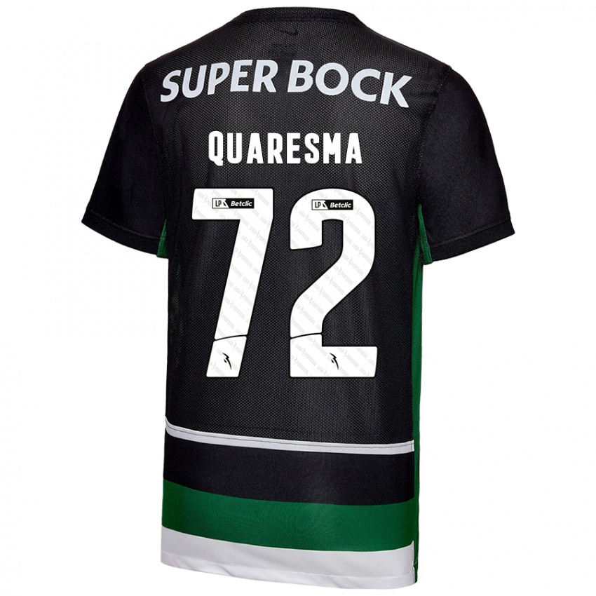 Enfant Maillot Eduardo Quaresma #72 Noir Blanc Vert Tenues Domicile 2024/25 T-Shirt Belgique