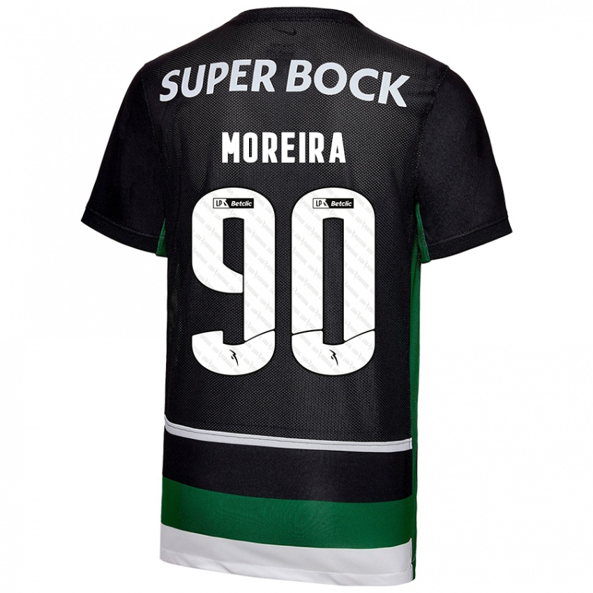 Enfant Maillot Afonso Moreira #90 Noir Blanc Vert Tenues Domicile 2024/25 T-Shirt Belgique