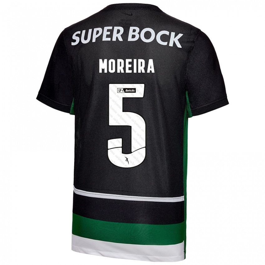 Kinderen David Moreira #5 Zwart Wit Groen Thuisshirt Thuistenue 2024/25 T-Shirt België