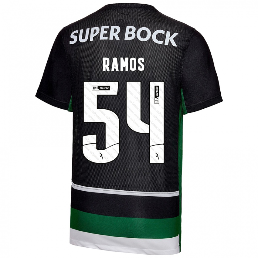 Enfant Maillot Bruno Ramos #54 Noir Blanc Vert Tenues Domicile 2024/25 T-Shirt Belgique