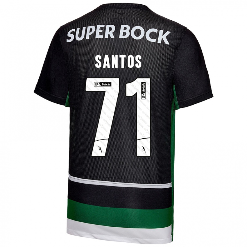 Enfant Maillot Denilson Santos #71 Noir Blanc Vert Tenues Domicile 2024/25 T-Shirt Belgique