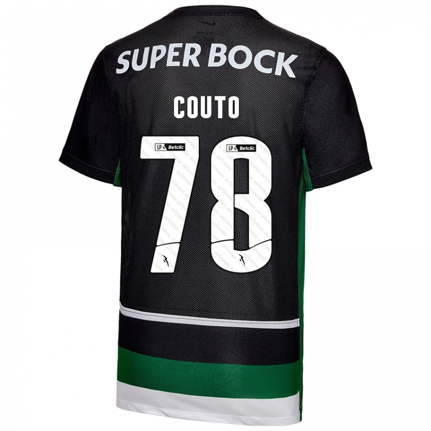 Enfant Maillot Mauro Couto #78 Noir Blanc Vert Tenues Domicile 2024/25 T-Shirt Belgique