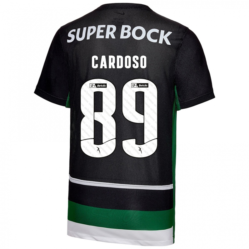 Enfant Maillot Nilton Cardoso #89 Noir Blanc Vert Tenues Domicile 2024/25 T-Shirt Belgique