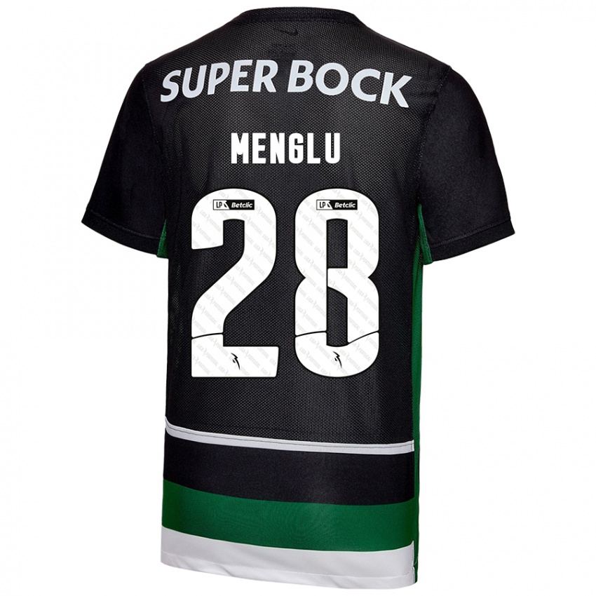 Enfant Maillot Shen Menglu #28 Noir Blanc Vert Tenues Domicile 2024/25 T-Shirt Belgique