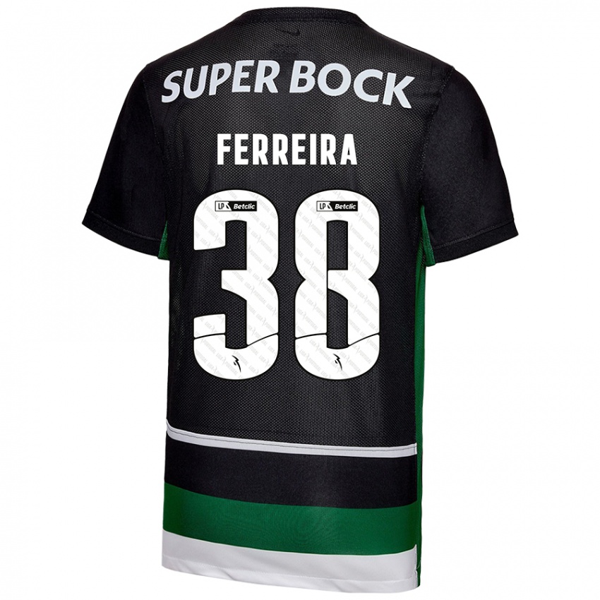 Enfant Maillot Marta Ferreira #38 Noir Blanc Vert Tenues Domicile 2024/25 T-Shirt Belgique