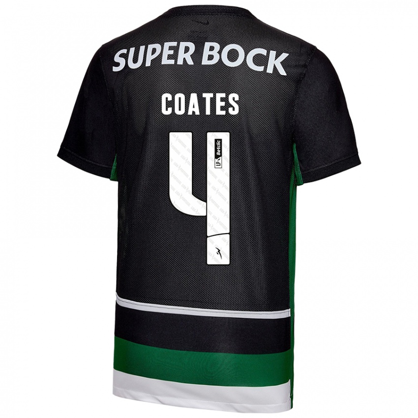 Enfant Maillot Sebastián Coates #4 Noir Blanc Vert Tenues Domicile 2024/25 T-Shirt Belgique