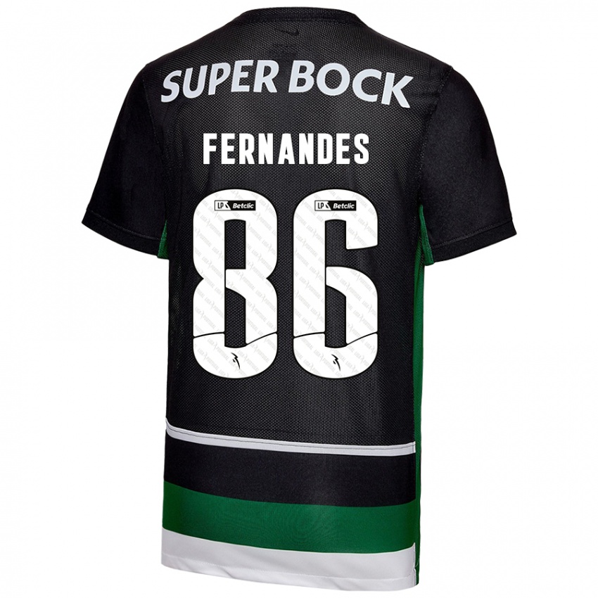 Enfant Maillot Emanuel Fernandes #86 Noir Blanc Vert Tenues Domicile 2024/25 T-Shirt Belgique