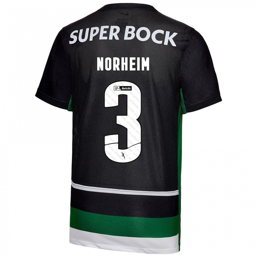 Enfant Maillot Andrea Norheim #3 Noir Blanc Vert Tenues Domicile 2024/25 T-Shirt Belgique