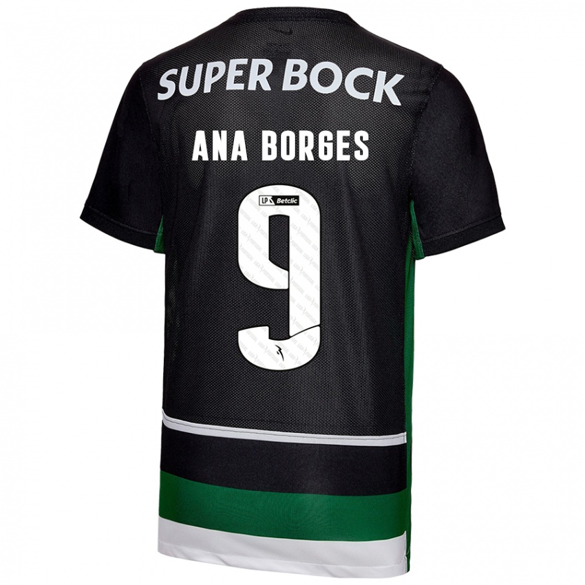 Enfant Maillot Ana Catarina Marques Borges #9 Noir Blanc Vert Tenues Domicile 2024/25 T-Shirt Belgique