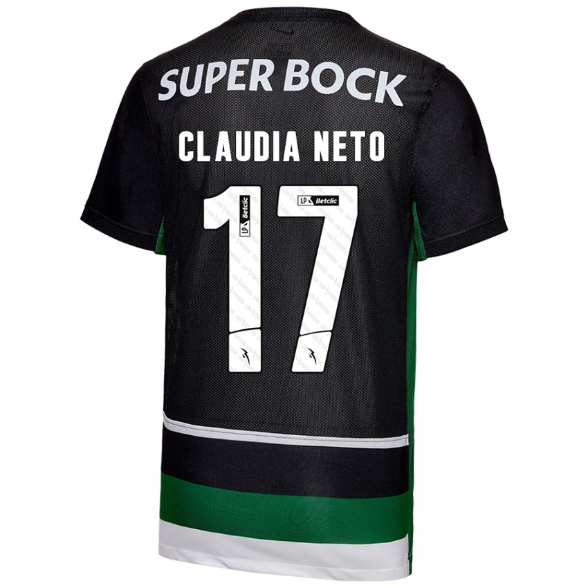 Enfant Maillot Cláudia Teresa Pires Neto #17 Noir Blanc Vert Tenues Domicile 2024/25 T-Shirt Belgique