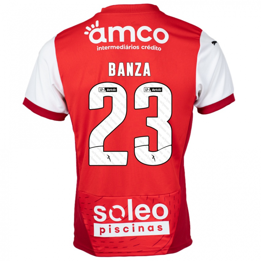 Kinderen Simon Banza #23 Rood Wit Thuisshirt Thuistenue 2024/25 T-Shirt België