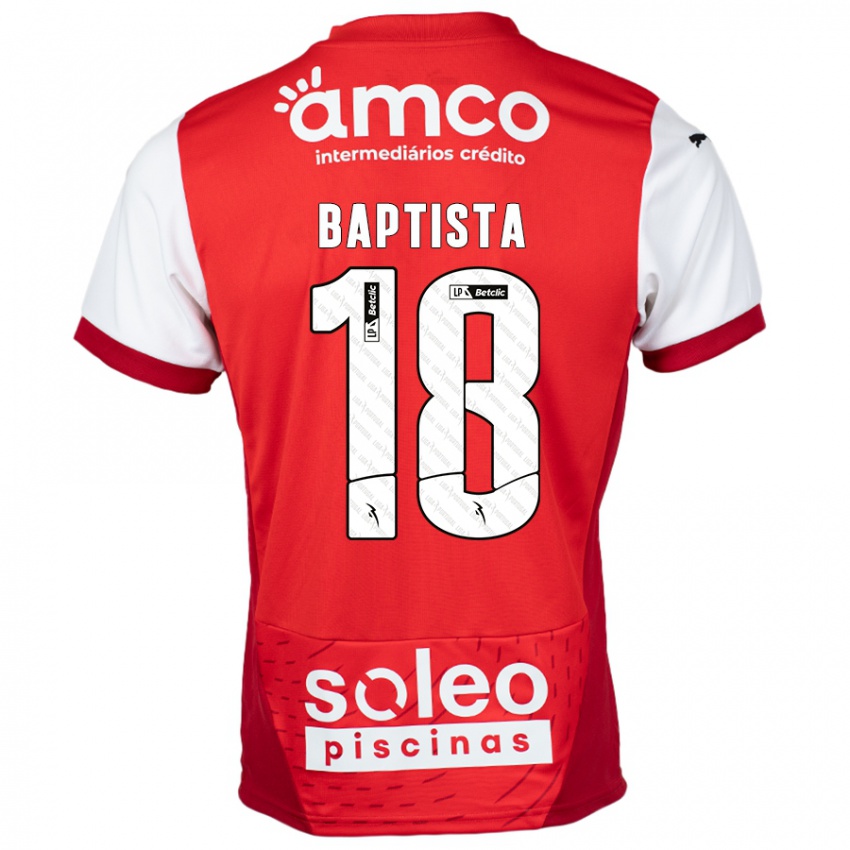 Kinderen Tiago Baptista #18 Rood Wit Thuisshirt Thuistenue 2024/25 T-Shirt België