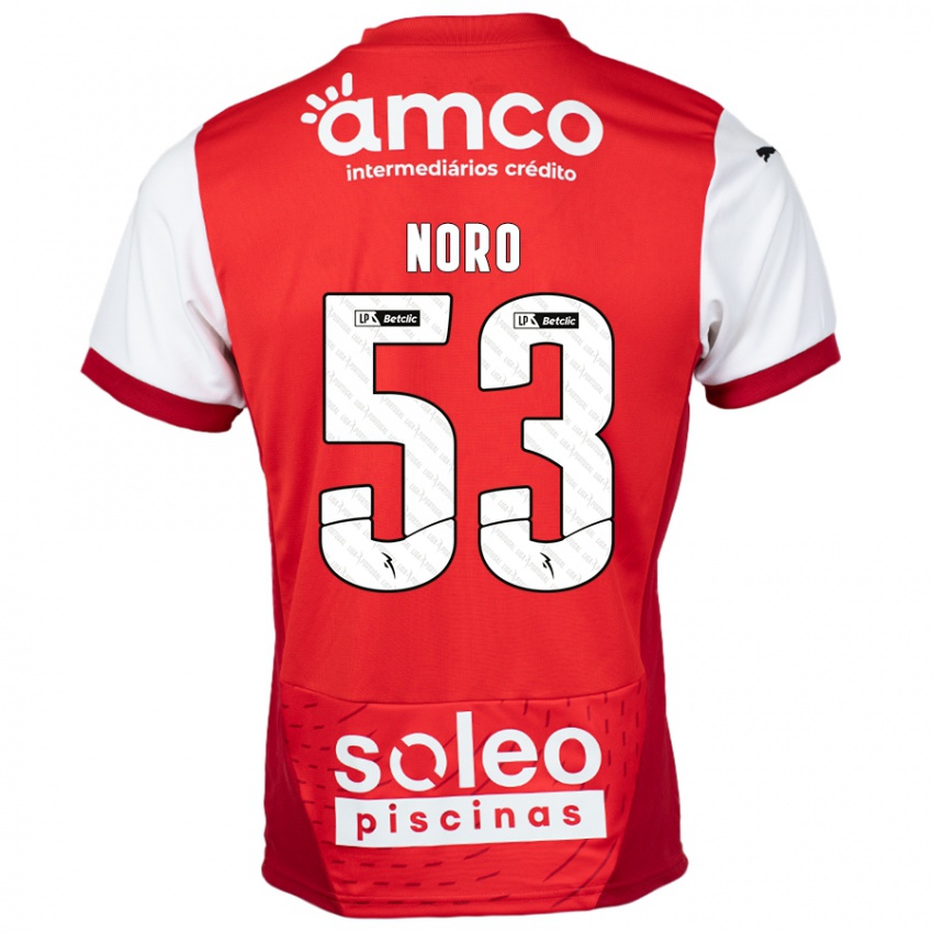 Kinderen Jonatás Noro #53 Rood Wit Thuisshirt Thuistenue 2024/25 T-Shirt België