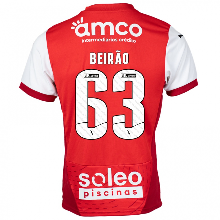 Kinderen Rodrigo Beirão #63 Rood Wit Thuisshirt Thuistenue 2024/25 T-Shirt België