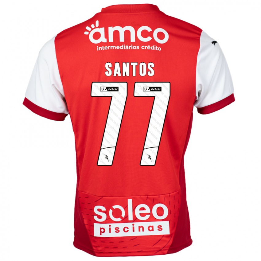 Kinderen Edu Santos #77 Rood Wit Thuisshirt Thuistenue 2024/25 T-Shirt België