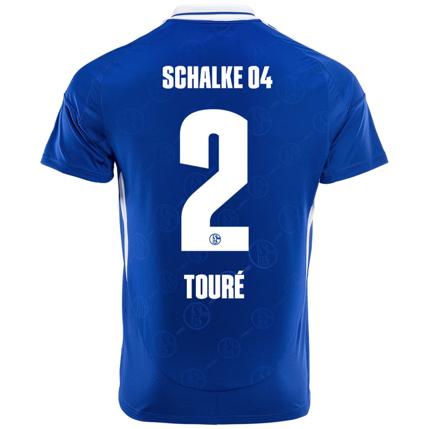 Enfant Maillot Tidiane Touré #2 Bleu Royal Tenues Domicile 2024/25 T-Shirt Belgique