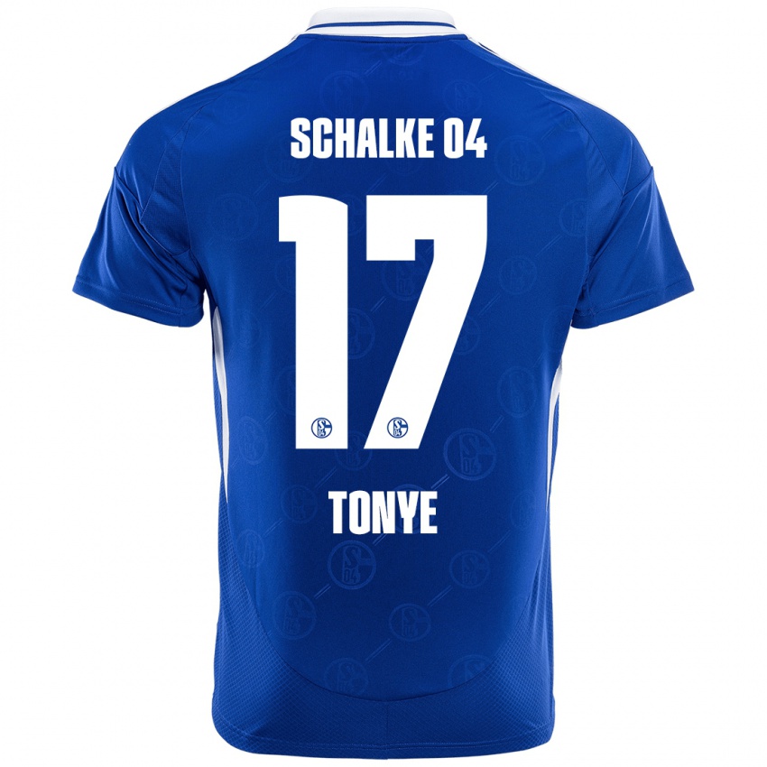 Enfant Maillot Yannick Tonye #17 Bleu Royal Tenues Domicile 2024/25 T-Shirt Belgique