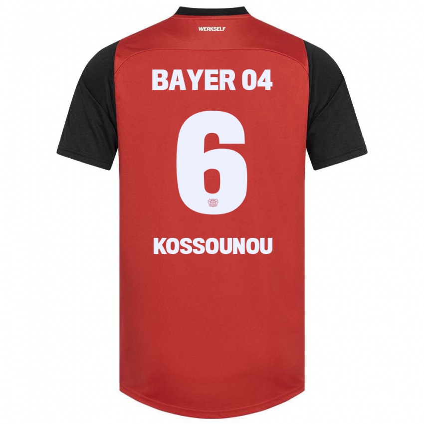 Kinder Odilon Kossounou #6 Rot Schwarz Heimtrikot Trikot 2024/25 T-Shirt Belgien