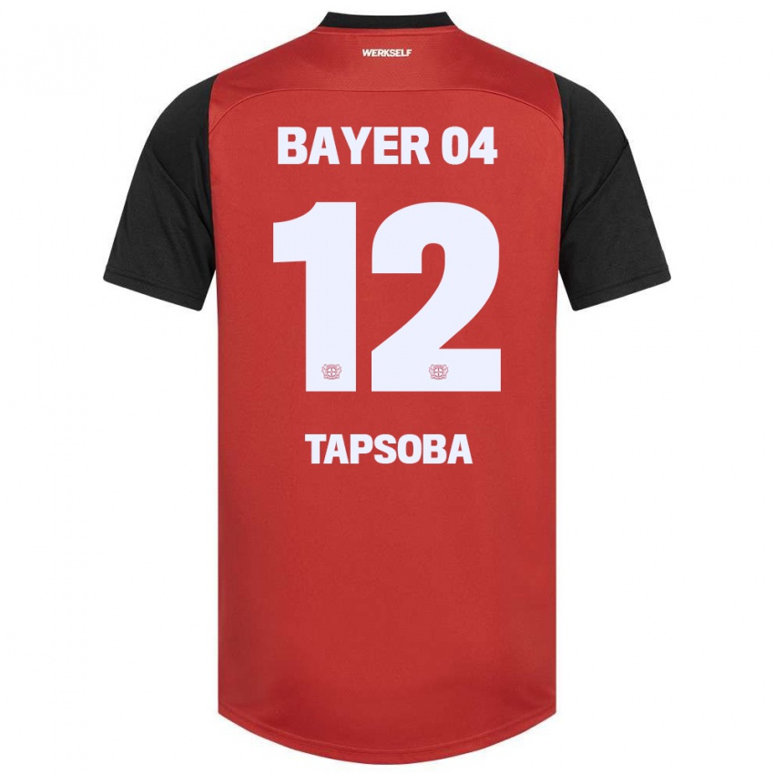 Kinder Edmond Tapsoba #12 Rot Schwarz Heimtrikot Trikot 2024/25 T-Shirt Belgien