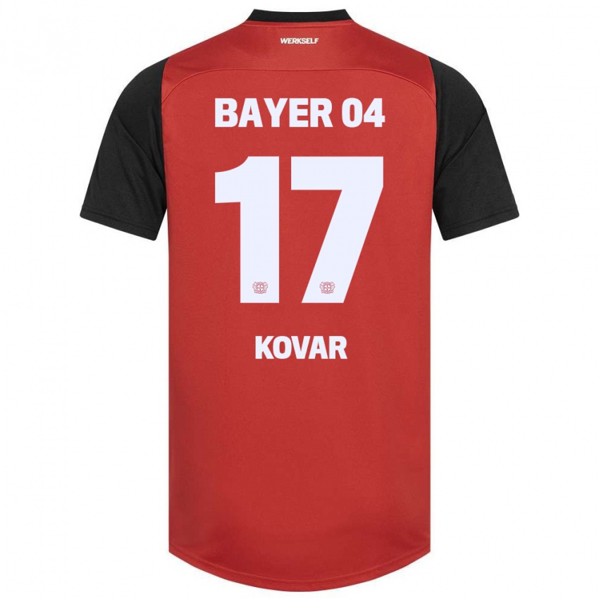 Kinderen Matej Kovar #17 Rood Zwart Thuisshirt Thuistenue 2024/25 T-Shirt België