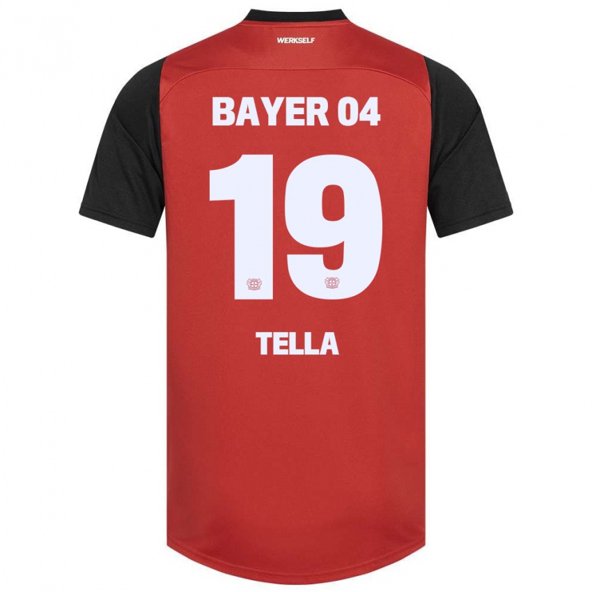 Kinder Nathan Tella #19 Rot Schwarz Heimtrikot Trikot 2024/25 T-Shirt Belgien