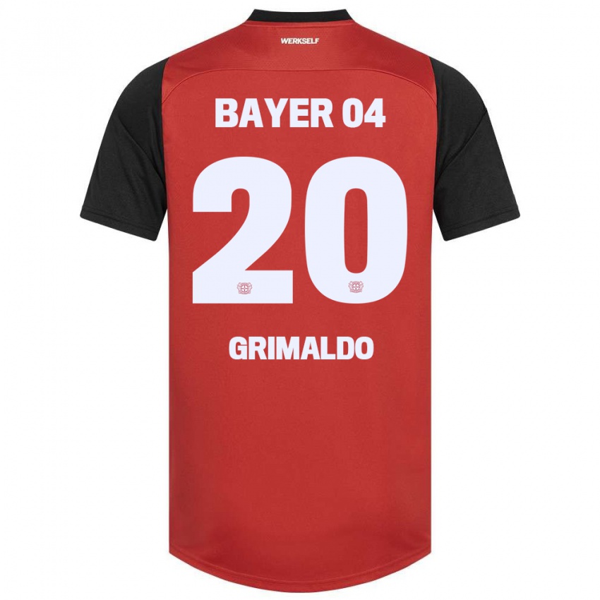 Kinder Alejandro Grimaldo #20 Rot Schwarz Heimtrikot Trikot 2024/25 T-Shirt Belgien