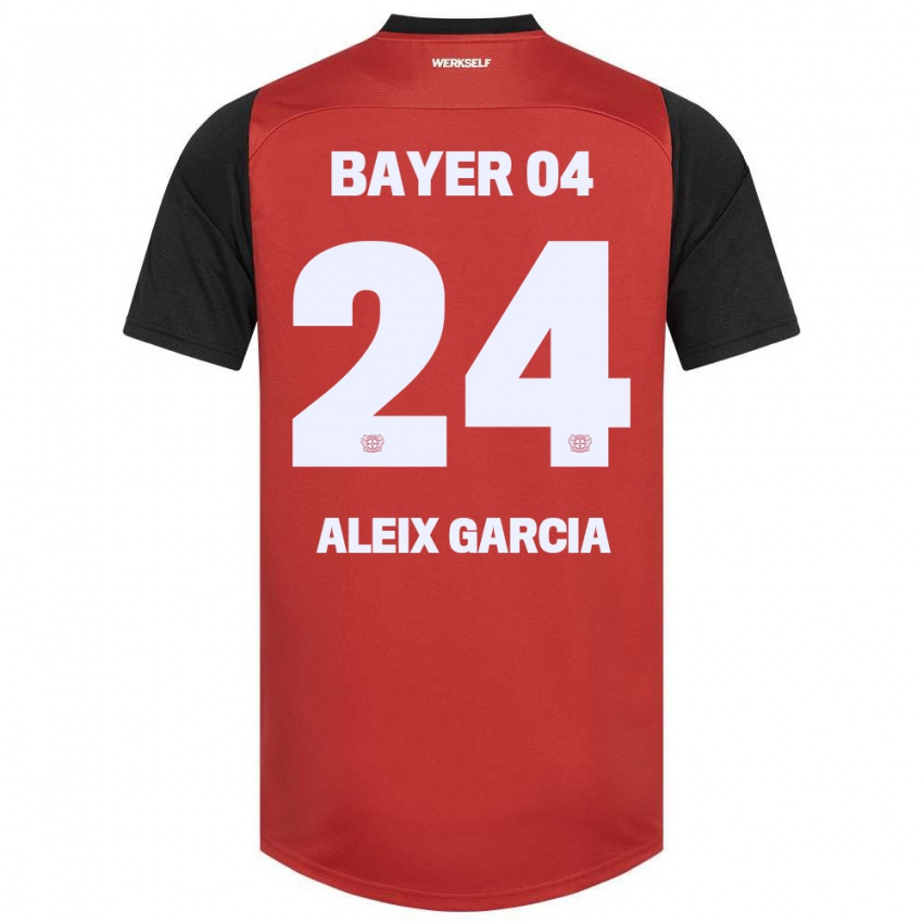 Kinder Aleix García #24 Rot Schwarz Heimtrikot Trikot 2024/25 T-Shirt Belgien