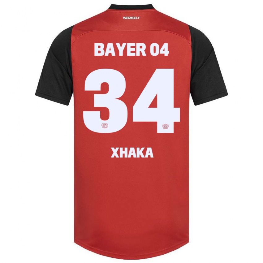 Kinderen Granit Xhaka #34 Rood Zwart Thuisshirt Thuistenue 2024/25 T-Shirt België