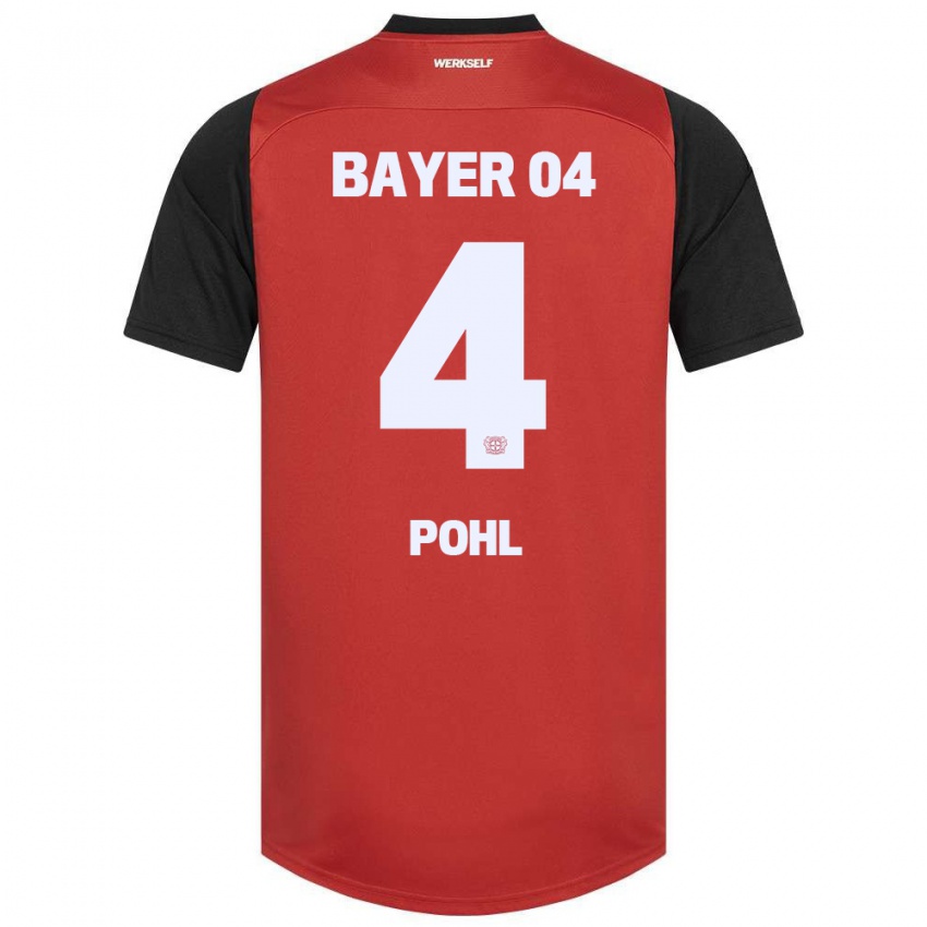 Kinder Ferdinand Pohl #4 Rot Schwarz Heimtrikot Trikot 2024/25 T-Shirt Belgien