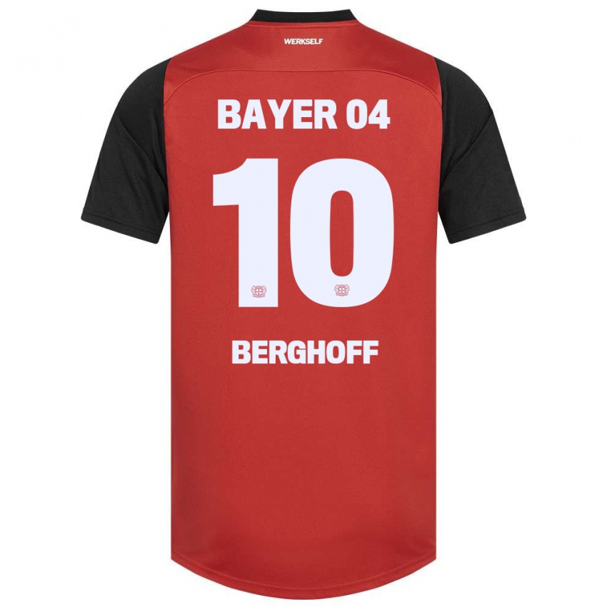 Kinder Jonah Berghoff #10 Rot Schwarz Heimtrikot Trikot 2024/25 T-Shirt Belgien