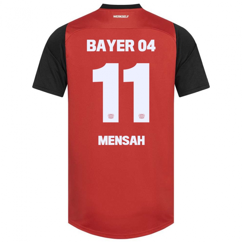 Kinder Jeremiah Mensah #11 Rot Schwarz Heimtrikot Trikot 2024/25 T-Shirt Belgien