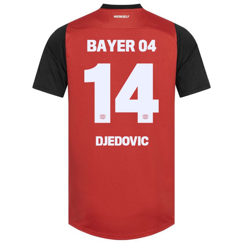 Kinderen Melis Djedovic #14 Rood Zwart Thuisshirt Thuistenue 2024/25 T-Shirt België