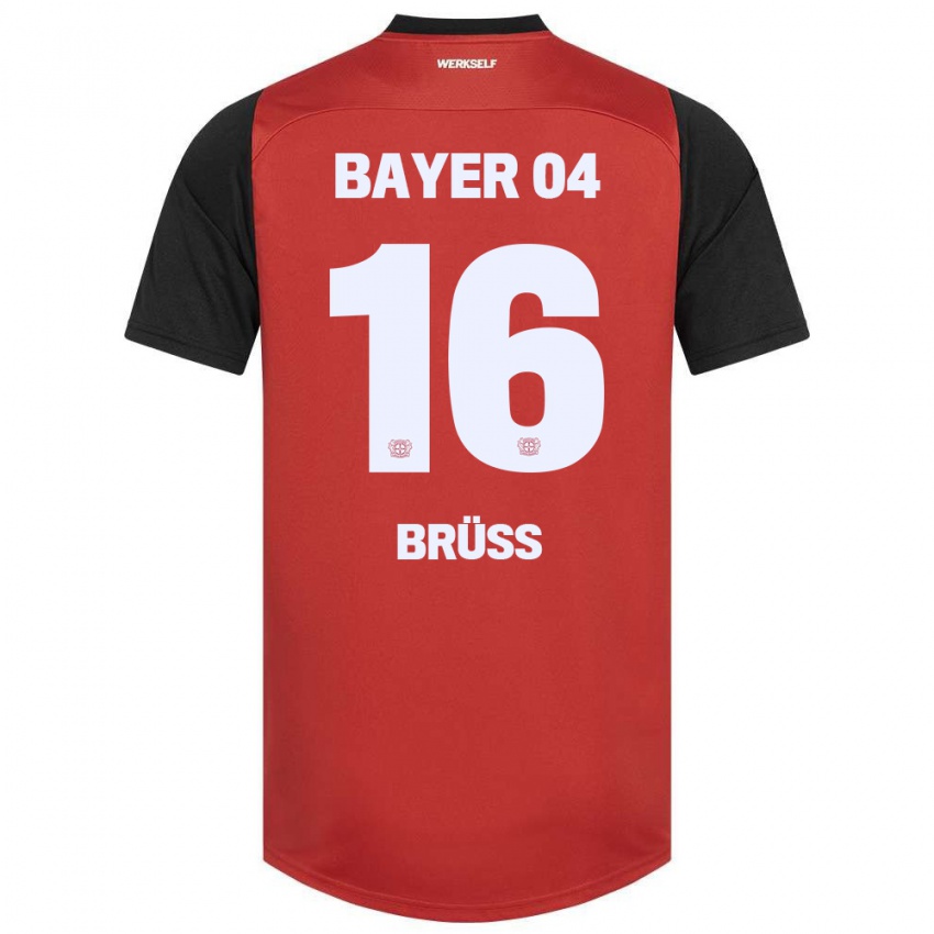 Kinder Tom Brüss #16 Rot Schwarz Heimtrikot Trikot 2024/25 T-Shirt Belgien