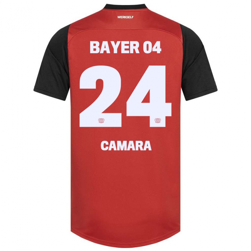 Kinder Nourdine Camara #24 Rot Schwarz Heimtrikot Trikot 2024/25 T-Shirt Belgien