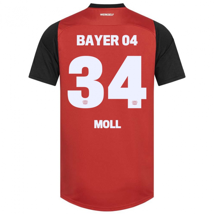 Kinder Anne Moll #34 Rot Schwarz Heimtrikot Trikot 2024/25 T-Shirt Belgien