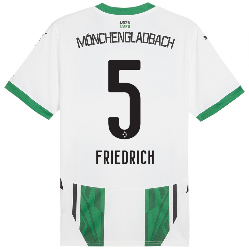 Kinder Marvin Friedrich #5 Weiß Grün Heimtrikot Trikot 2024/25 T-Shirt Belgien