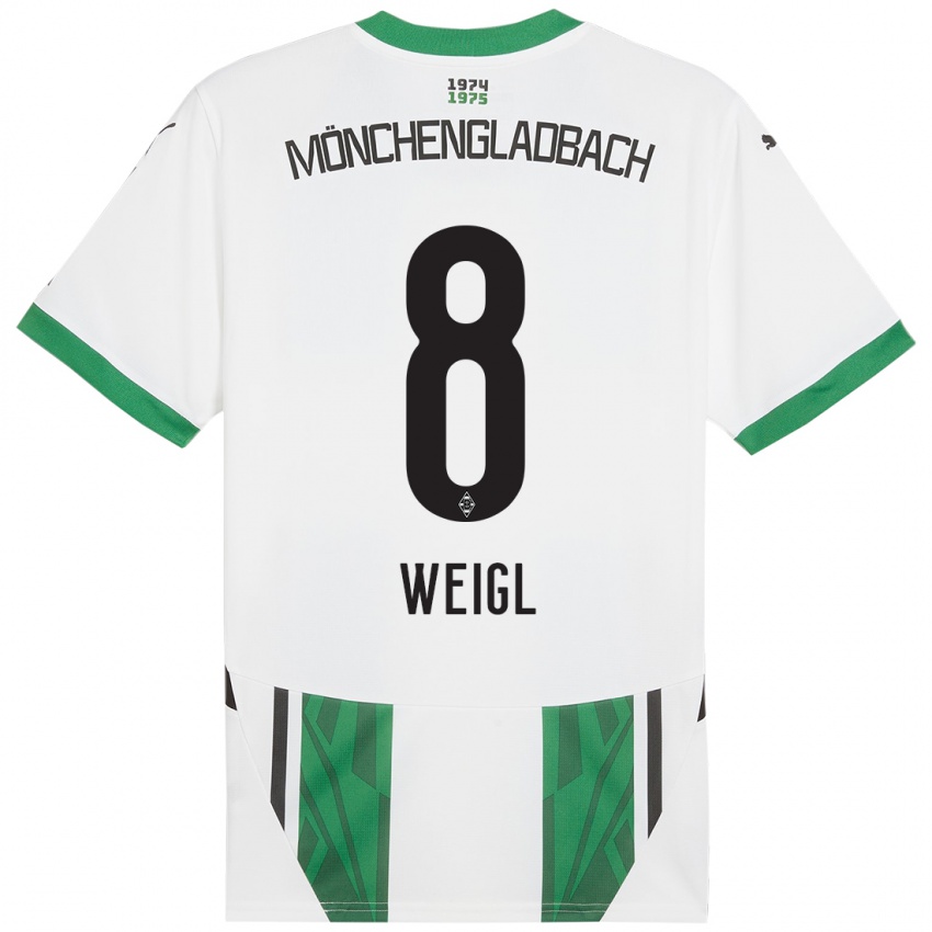 Enfant Maillot Julian Weigl #8 Blanc Vert Tenues Domicile 2024/25 T-Shirt Belgique