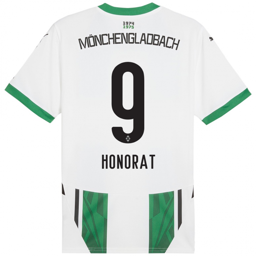 Enfant Maillot Franck Honorat #9 Blanc Vert Tenues Domicile 2024/25 T-Shirt Belgique