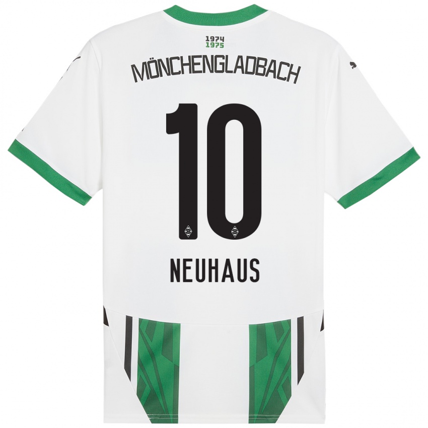 Enfant Maillot Florian Neuhaus #10 Blanc Vert Tenues Domicile 2024/25 T-Shirt Belgique