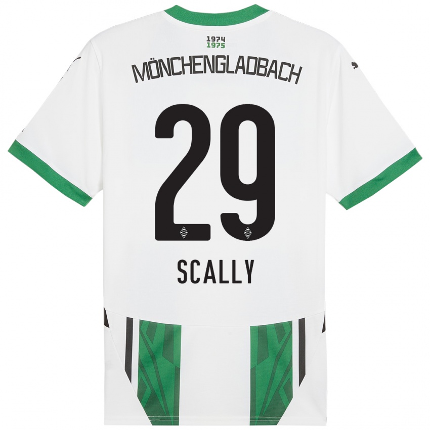 Enfant Maillot Joe Scally #29 Blanc Vert Tenues Domicile 2024/25 T-Shirt Belgique