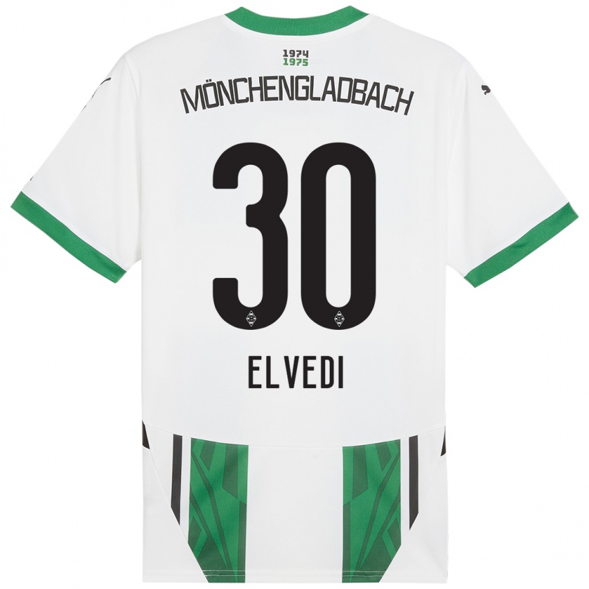 Enfant Maillot Nico Elvedi #30 Blanc Vert Tenues Domicile 2024/25 T-Shirt Belgique